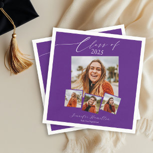Class Of 2025 Minimalist Photo Grad Party Napkins