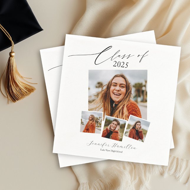 Class Of 2025 Minimalist Photo Grad Party Napkins (Creator Uploaded)