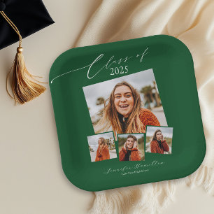 Class Of 2025 Minimalist Photo Grad Party Paper Plates