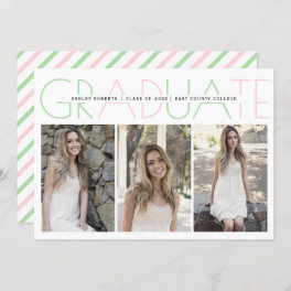 Class of 2025 mint green, blush graduation photo invitation