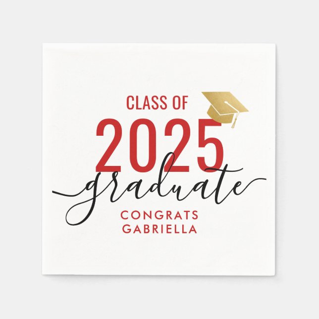 Class of 2025 Modern Graduation Party Napkins (Front)