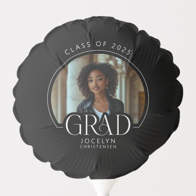 Class of 2025 Modern Photo GRAD Graduation Balloon (Front)