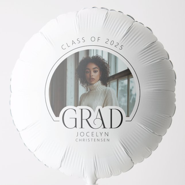 Class of 2025 Modern Photo GRAD Graduation Balloon (Front)