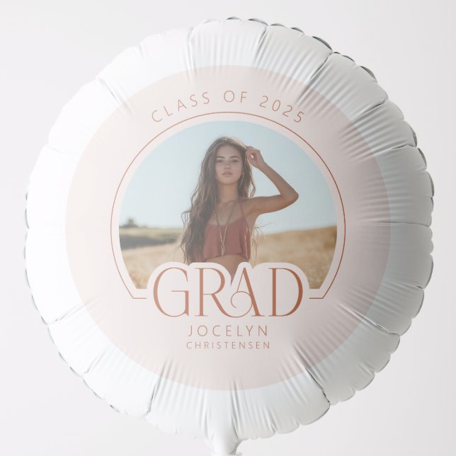 Class of 2025 Modern Photo GRAD Graduation Balloon (Front)