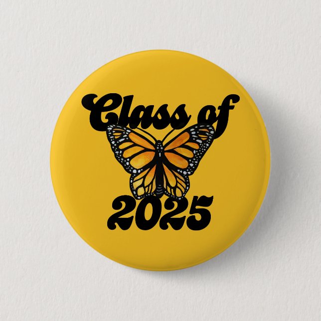 Class of 2025 Monarch Butterfly Orange and Black   Button (Front)