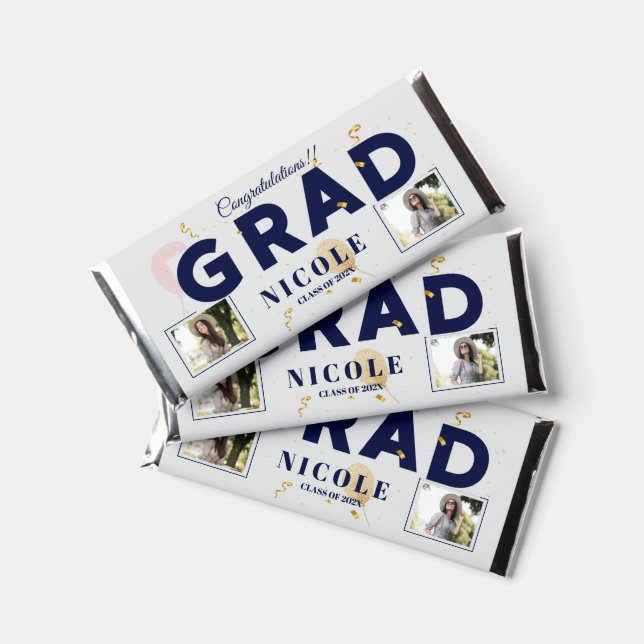 Class of 2025 Multi Photo Quote Graduation Party Hershey Bar Favors (Front)