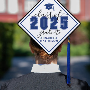 Class Of 2025 Name Blue Graduation Cap Topper