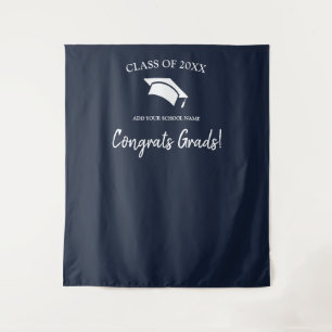 Class of 2025 Navy Blue Graduation Backdrop