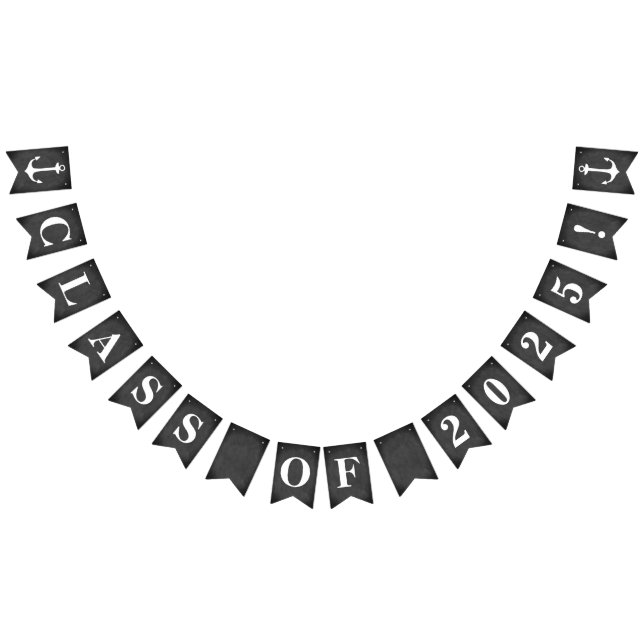 CLASS OF 2025 on Simulated Chalkboard with Anchors Bunting Flags (All)