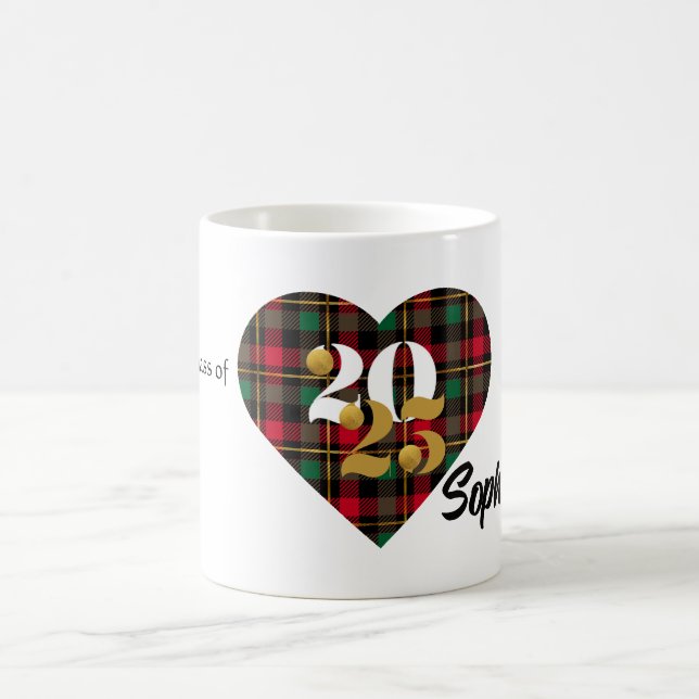  Class of 2025 Personalized Plaid Heart Mug (Center)