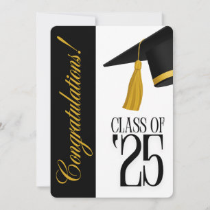 Class of 2025 Photo Black and White Graduation Invitation