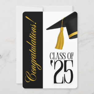 Class of 2025 Photo Black and White Graduation Invitation