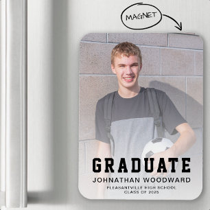 Class of 2025 Photo Black Graduation Announcement Magnet