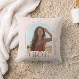 Class of 2025 Photo Blush Pink Graduation Keepsake Throw Pillow