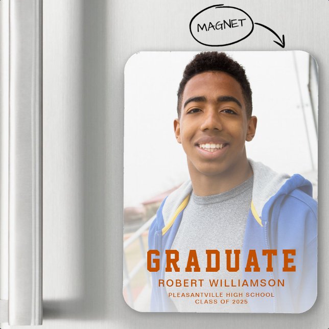 Class of 2025 Photo Burnt Orange Graduation Magnet (Creator Uploaded)