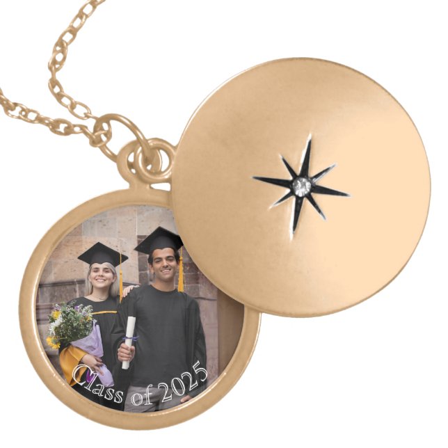 Class of 2025 Photo Graduation  Gold Plated Necklace (Front)