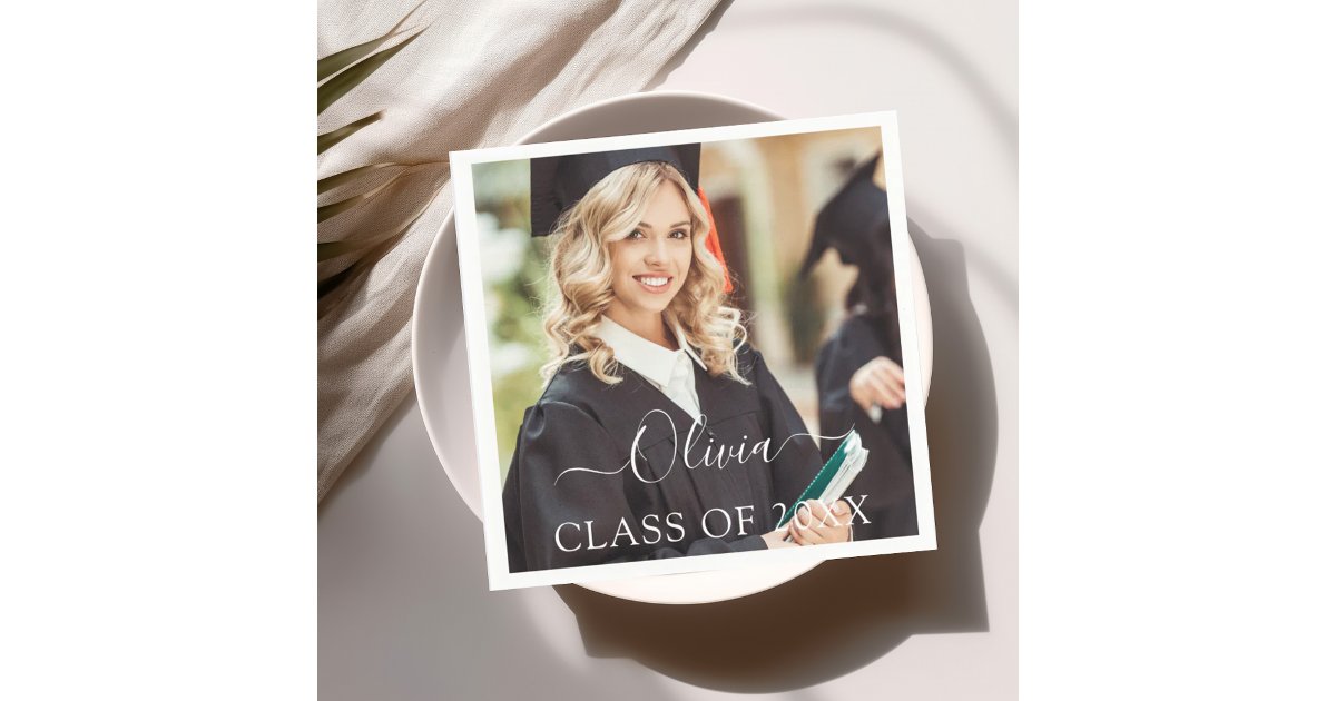 Class of 2025 Photo Graduation Graduate Napkins | Zazzle