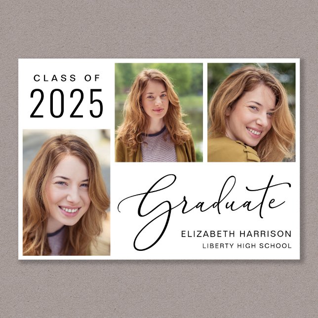 Class of 2025 Photo Script Graduation Announcement (Cherish the milestone: share your graduate's achievement with a custom photo graduation announcement)