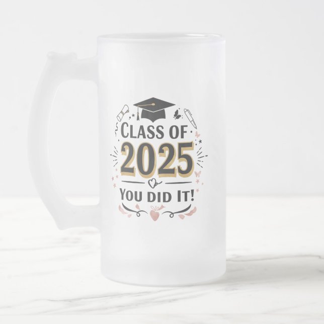 Class of 2025 Pink & Gold Graduation Mug (Left)