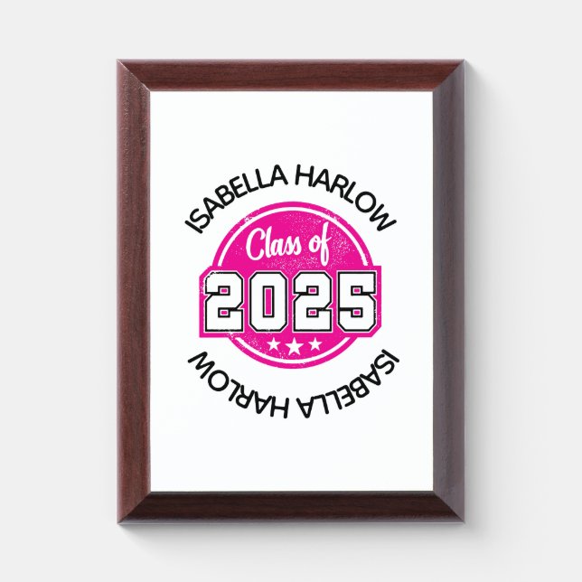 Class of 2025 Pink Graduate Name Award Plaque (Vertical)