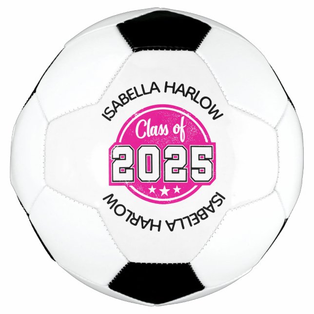 Class of 2025 Pink Graduate Name Soccer Ball (Front)