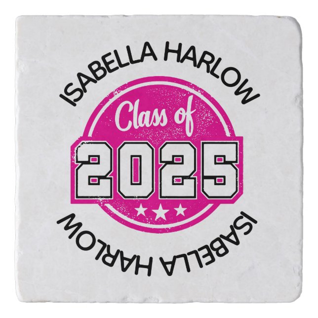 Class of 2025 Pink Graduate Name Trivet (Front)