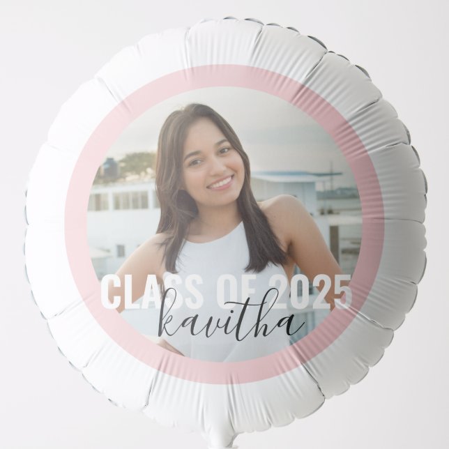 Class of 2025 Pink Personalized Graduation Balloon (Front)