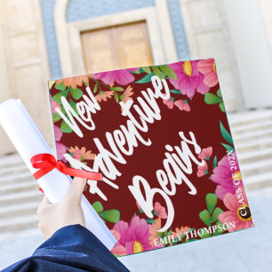 Class Of 2025 Pretty Floral Adventure Begins Graduation Cap Topper