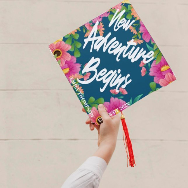 Class Of 2025 Pretty Floral Adventure Begins Graduation Cap Topper (Class Of 2024 Pretty Floral Adventure Begins Graduation Cap Topper)