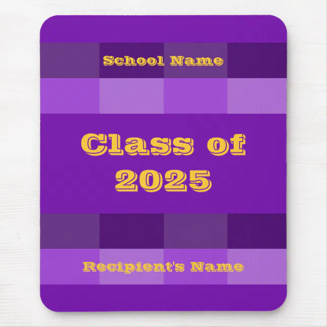 Class of 2025 Purple and Gold Mousepad by Janz Zazzle