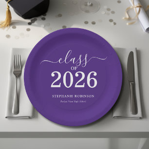 Class of 2025 Purple Graduation Party Paper Plates