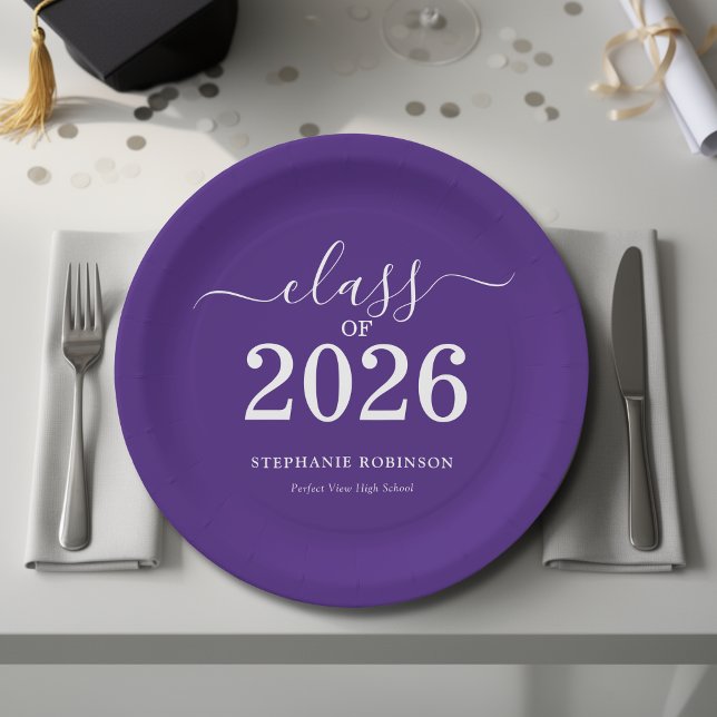 Class of 2025 Purple Graduation Party Paper Plates (Creator Uploaded)