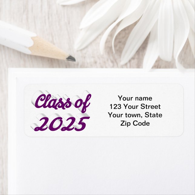 Class of 2025 purple script graduation label (Insitu)