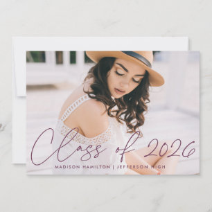 Class of 2025 Purple Script Graduation Party Invitation