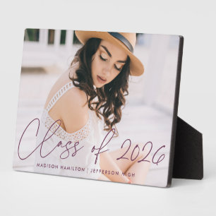 Class of 2025 Purple Script Graduation Photo Plaque