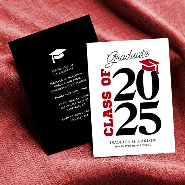 Class of 2025 Red and Black Graduation Invitation (Creator Uploaded)