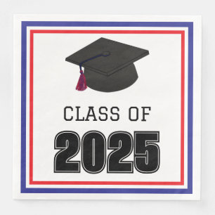Class of 2025 Red and Blue Paper Dinner Napkins