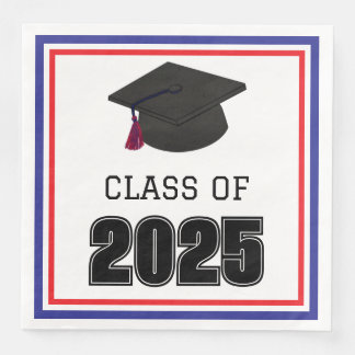 Class of 2025 Red and Blue Paper Dinner Napkins