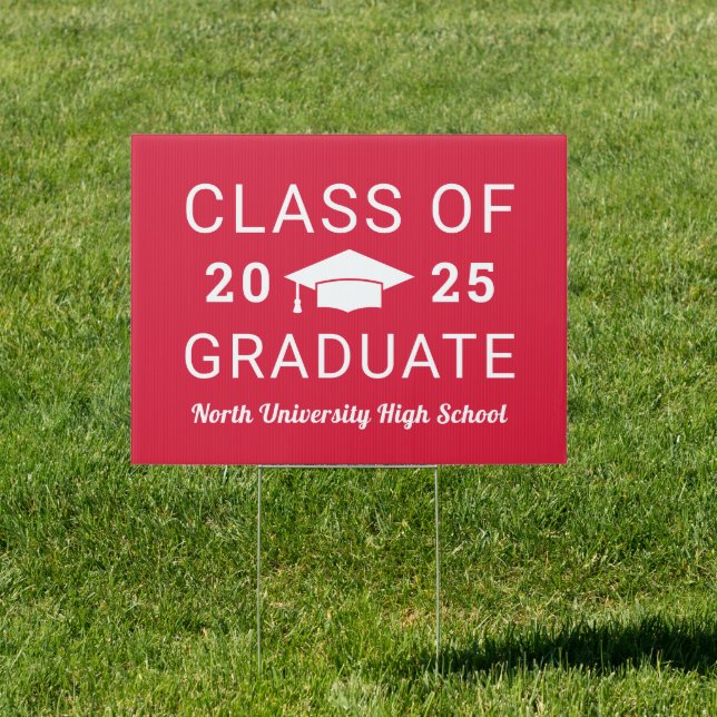 Class of 2025 Red High School Graduate Sign (Insitu)