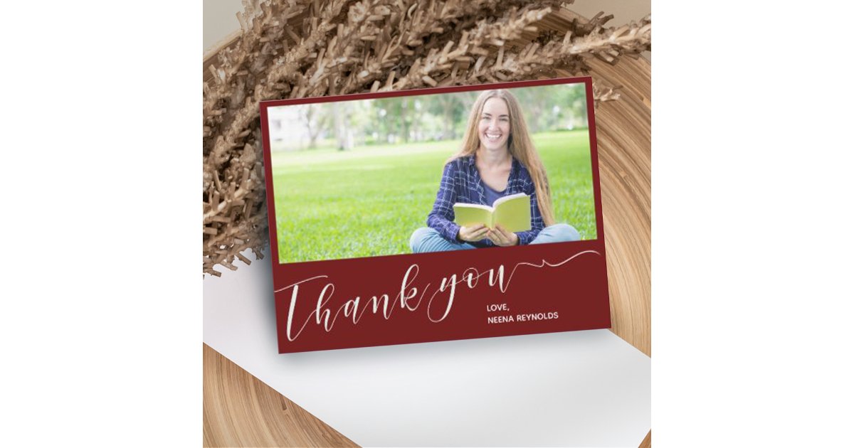 Class of 2025 Red Photo Graduation Thank you Postcard | Zazzle