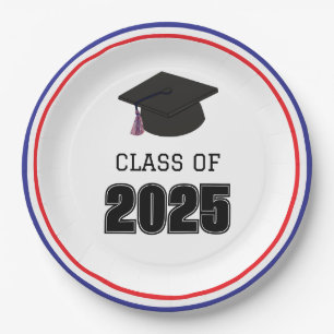 Class of 2025 Red, White, and Blue Paper Plates