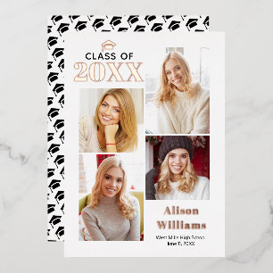 Class of 2025 rose gold foil graduation 4 photos foil invitation