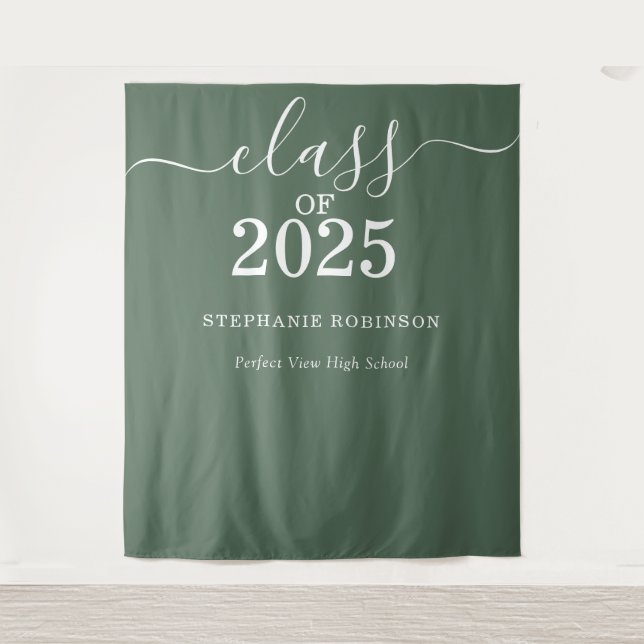 Class of 2025 Sage Green Graduation Backdrop Prop (Front)