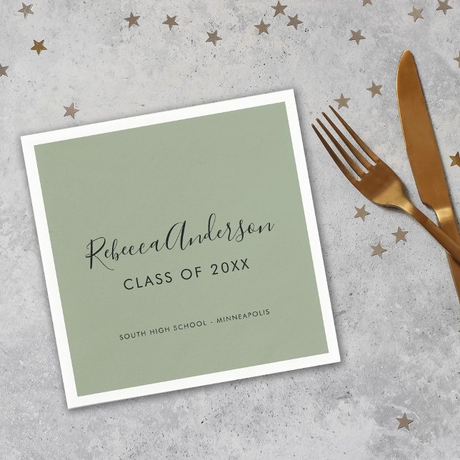 Class of 2025 Sage Green Graduation Party Napkins (Creator Uploaded)