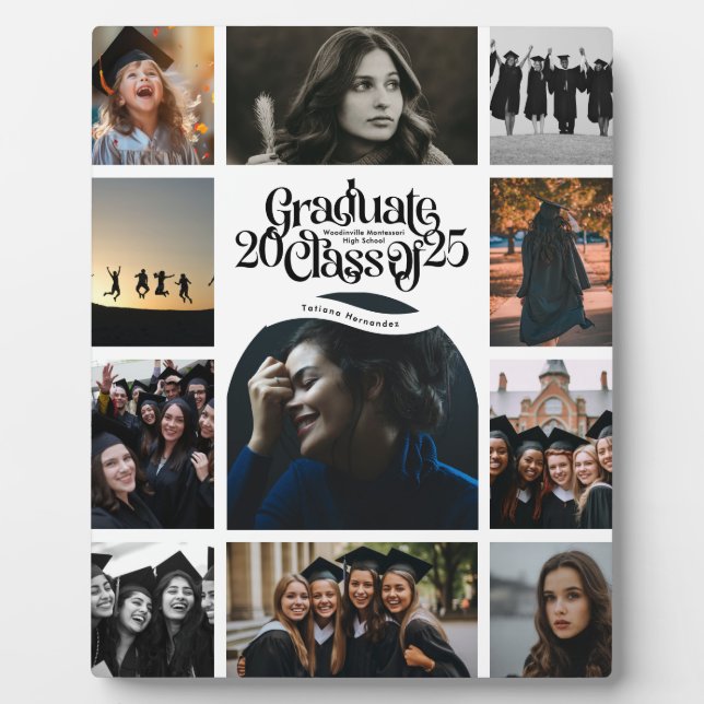Class of 2025 SCHOOL Graduation 11 Photo Collage  Plaque (Front)