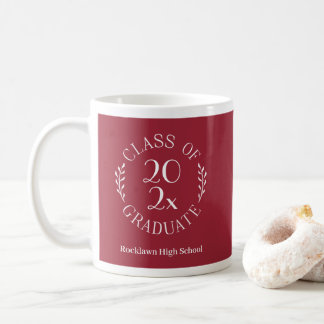 Class of 2025 School Name Burgundy Graduation Coffee Mug