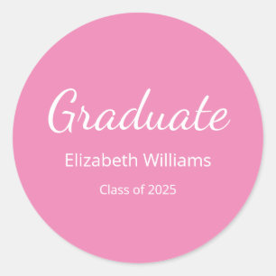 Class of 2025 Script Girly Pink Graduation  Classic Round Sticker