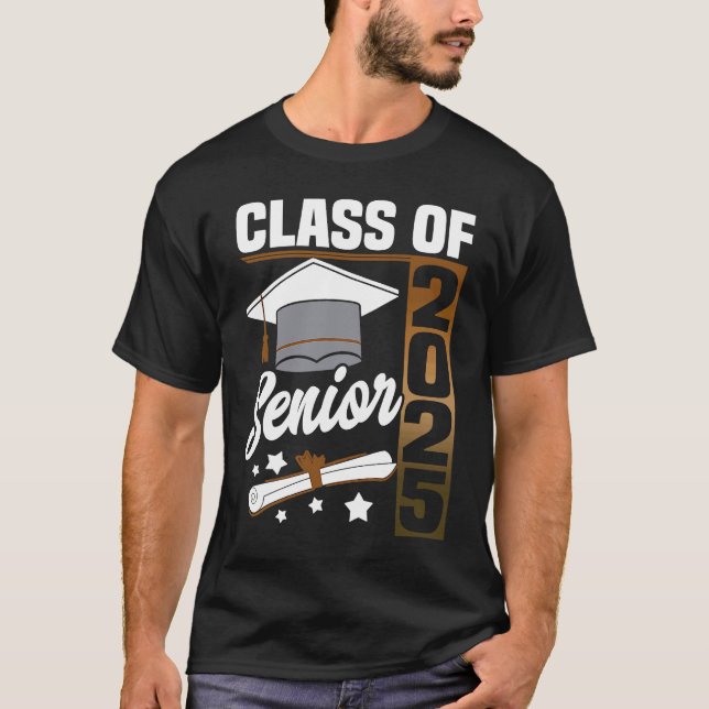 Class of 2025 Senior 25 Grad Graduation Women Men T-Shirt (Front)