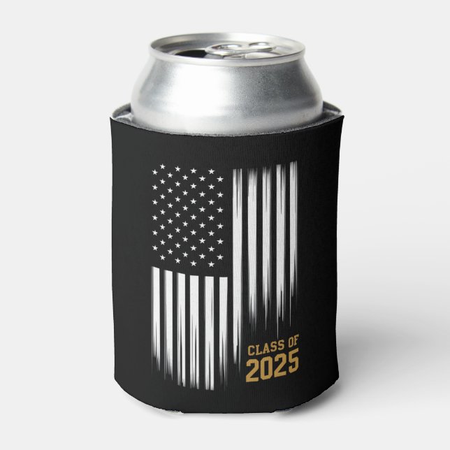 Class Of 2025 Senior American Flag Graduation  Can Cooler (Can Front)