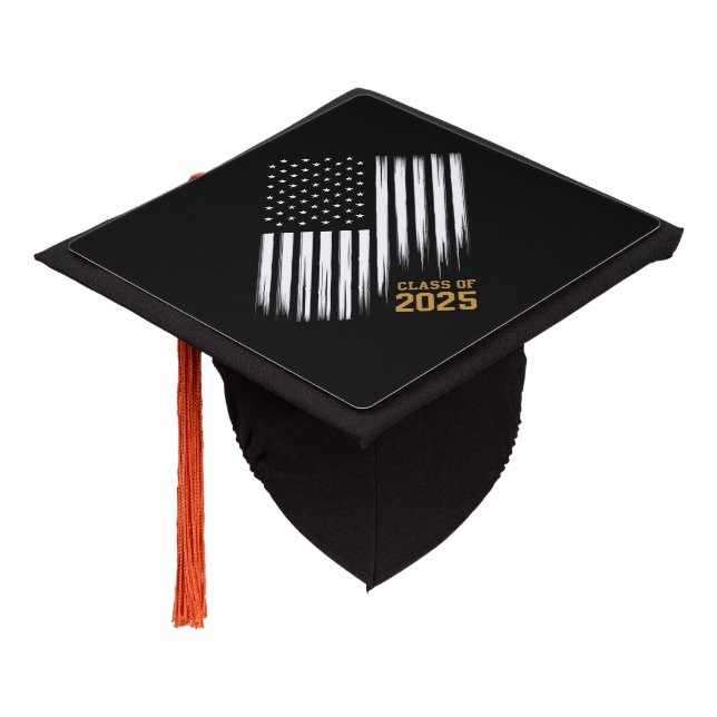 Class Of 2025 Senior American Flag Graduation  Cap Topper (Angled)